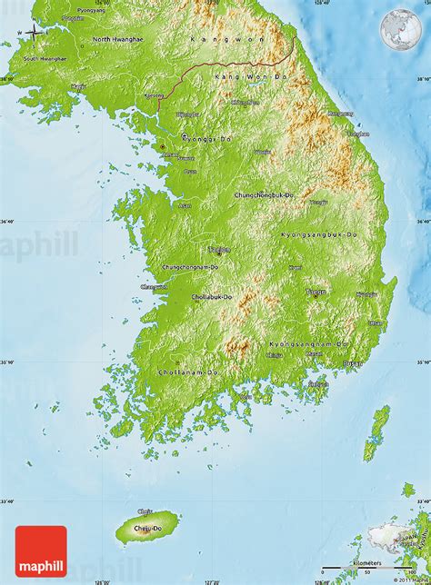 Südkorea Physik-karte