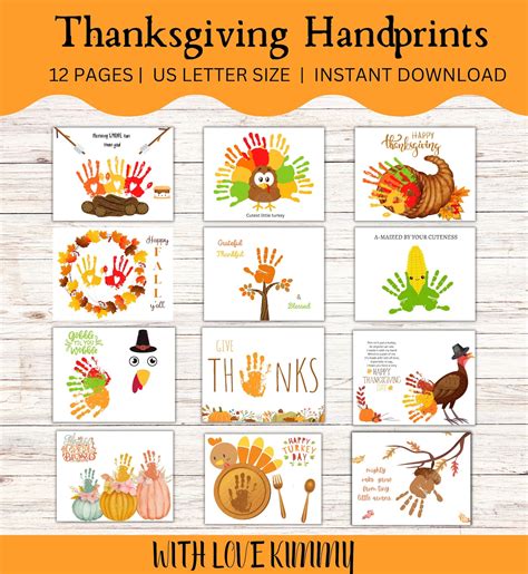 Thanksgiving Handprint Craft Printable Bundle, Thanksgiving Preschool ...