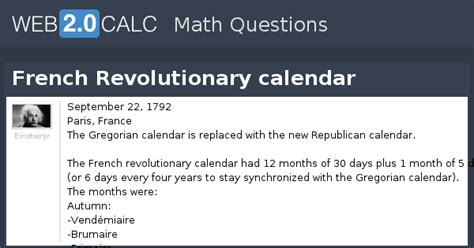 View question - French Revolutionary calendar