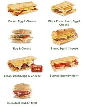 Subway Breakfast Menu (2024)