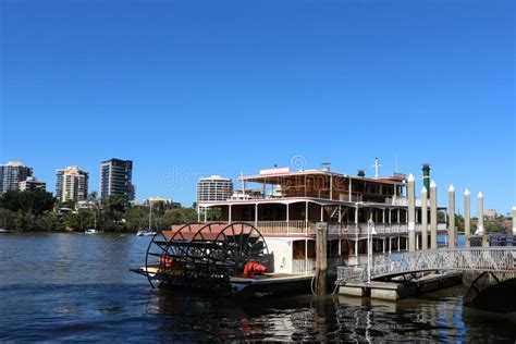 Paddle Wheel Boat Cruises Brisbane River in Australia Stock Image ...