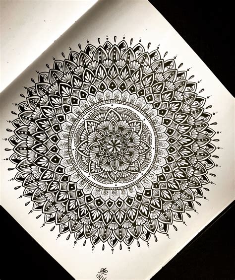 Mandala art. Black Mandala design with Staedtler pen. Zentangle Art ...