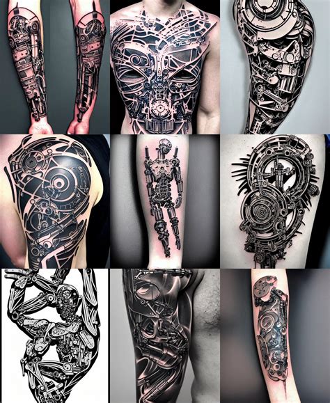 biomechnical arm cybernetic tattoo stencil | Stable Diffusion