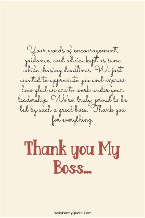 Thank You Notes To Boss Appreciation Letter And Messages To
