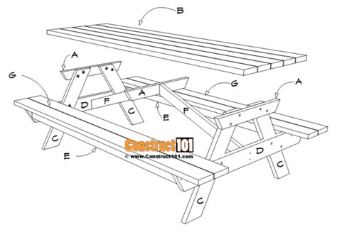 8 Foot Picnic Table Plans | DIY Projects - Construct101