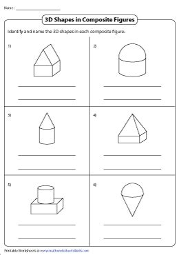 Composing 3D Shapes Worksheets