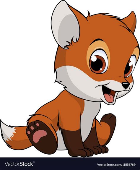 Little funny fox Royalty Free Vector Image - VectorStock | Baby animal drawings, Cartoon ...