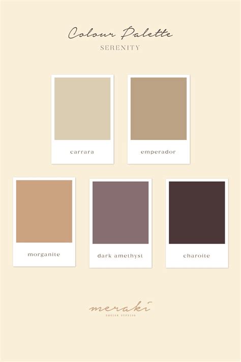 Serenity colour palette, natural colours, earthy colours, brown colours ...