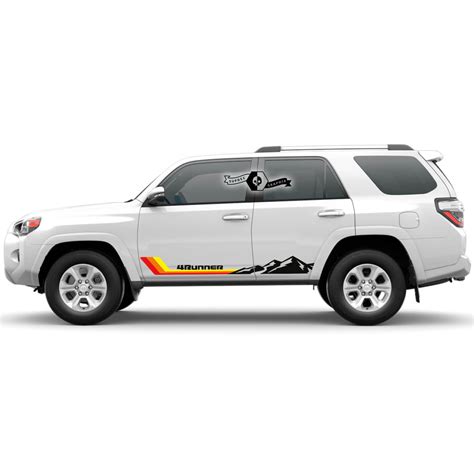 Pair 4Runner 2023 Side Door Old School Sunset Vinyl Mountains Decals stripe Stickers for Toyota ...