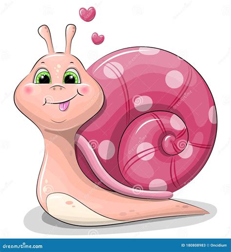 Cute Cartoon Snail with a Pink Shell. Stock Vector - Illustration of ...