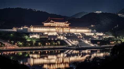 Premium AI Image | Night view of The National Palace Museum