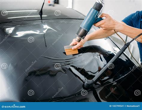 Specialist with Drier, Tinting Film Installation Stock Image - Image of ...