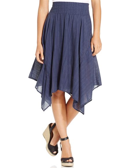 Lyst - Dkny Textured Handkerchief-hem Skirt in Blue