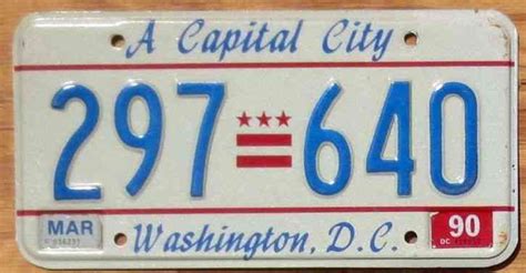 1990 Washington DC License Plate District of Columbia