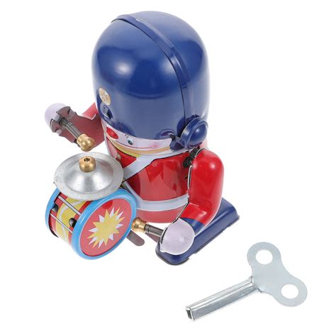 Toys Up Wind Clockwork Drummer Toy Robot Tinplate Tin Kids Soldier Drumming Vintage Metal ...