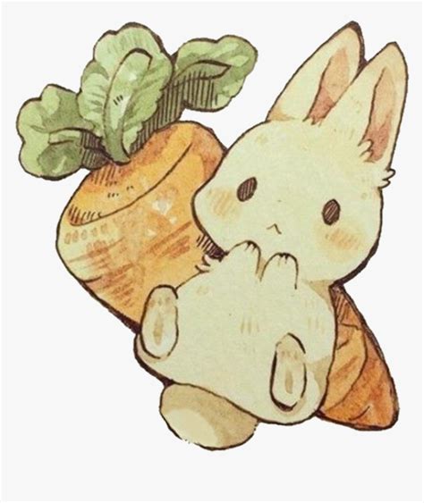 Transparent Bunny With Carrot Clipart - Anime Rabbit, HD Png Download , Transparent Png Image ...