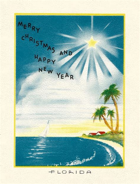 Vintage Florida Christmas card digital download printable