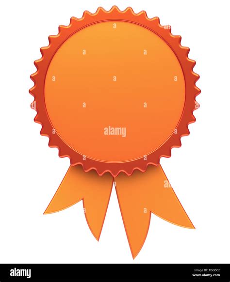 Award ribbon blank golden reward medal rosette. Best badge winner ...