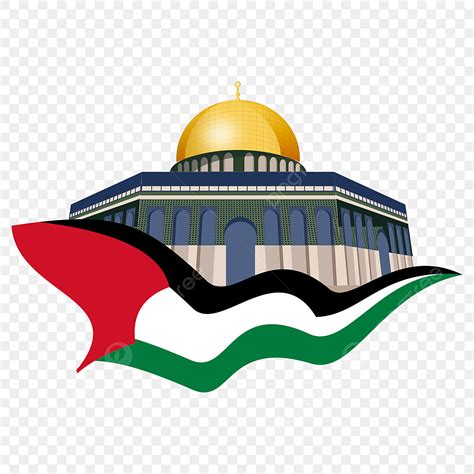 Palestine Flag Clipart PNG Images, Al Aqsa Mosque With Palestine Flag ...