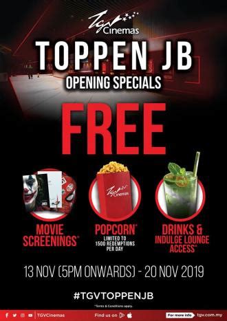 TGV Toppen JB Opening Promotion and Freebies (13 Nov 2019 - 20 Nov 2019)