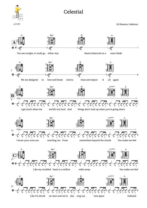 Ed sheeran - Celestial (Guitar TAB) 楽譜 by 서동욱