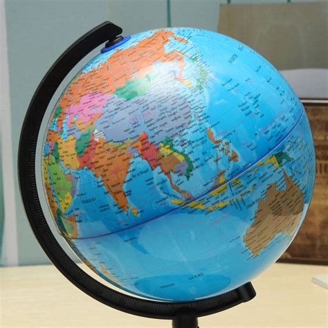 20cm Blue Ocean World Globe Map With Swivel Stand Geography Educational ...