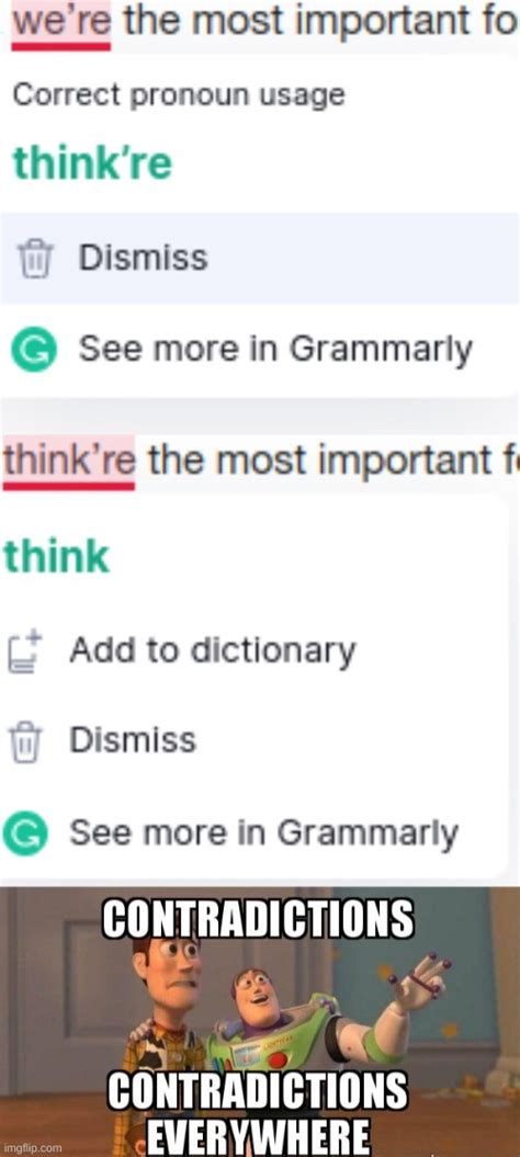 grammarly contradicts it self - Imgflip