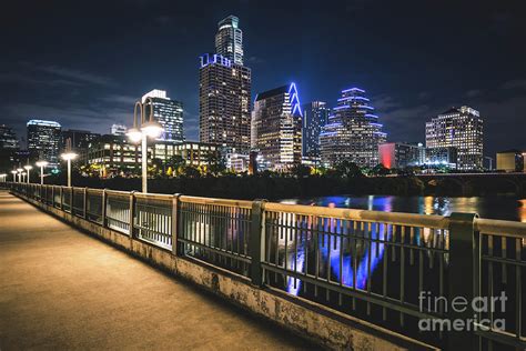 Austin Skyline at Night in Austin Texas Photograph by Paul Velgos - Fine Art America