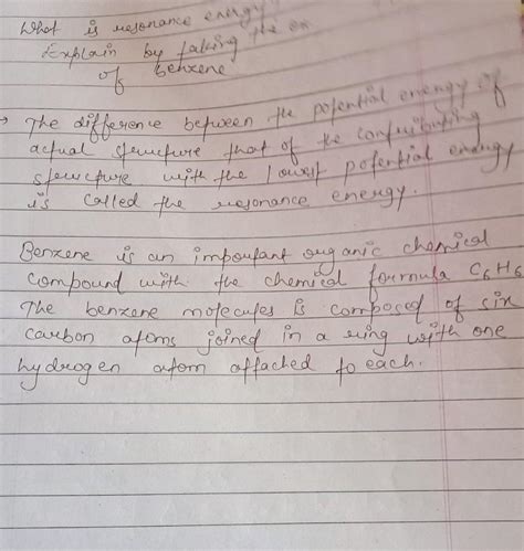 what is resonance energy? Explain taking the example of Benzene ...