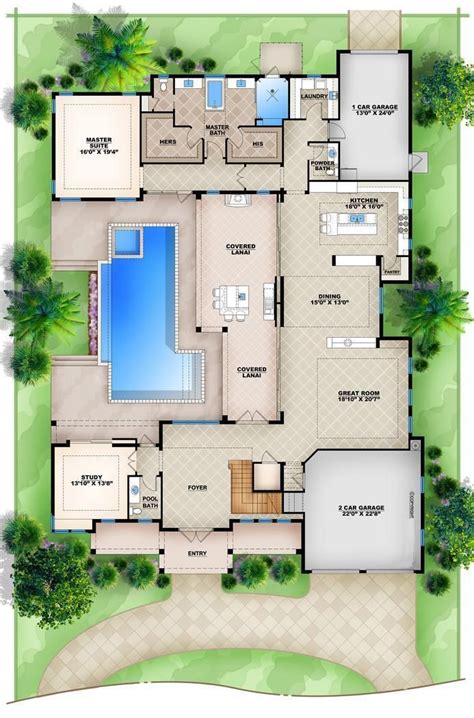 HPM Home Plans | Home Plan: 009-4417 | Pool house plans, Modern house ...