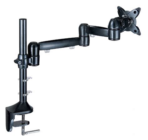 Black Monitor Arm, Clamp Mount, 18 lb Weight Capacity - Grainger