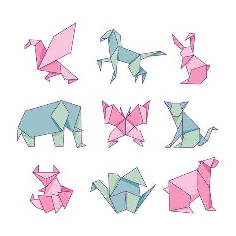 Origami Animals Paper Set Isolated on White Background 215077 Vector Art at Vecteezy