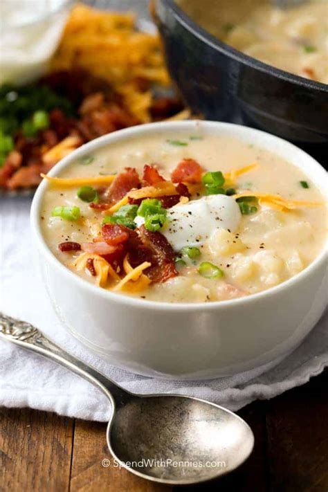 Baked Potato Soup {Creamy & Comforting} - Spend With Pennies