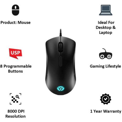 Buy online Best price of Lenovo Legion M300 RGB Gaming Mouse Black in Egypt 2020 | Sharafdg.com