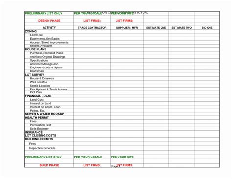 Material List For Building A House Spreadsheet Spreadsheet Downloa ...