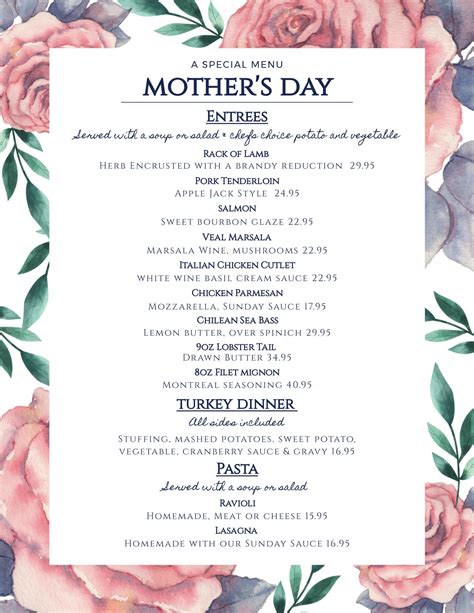 Mother's Day Menu Templates