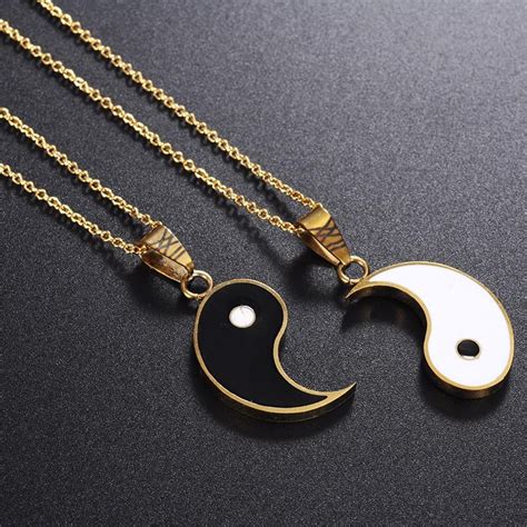 Yin Yang Stainless Steel Matching Necklace Set | Puzzle piece necklace ...