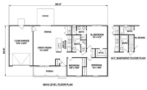 Ranch Style House Plan - 3 Beds 2 Baths 1200 Sq/Ft Plan #116-248 ...