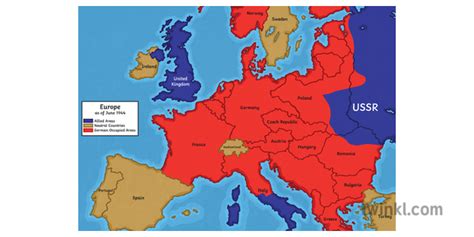 Nazi Occupied Europe WWII Map of Europe History KS4 KS3 Illustration - Twinkl