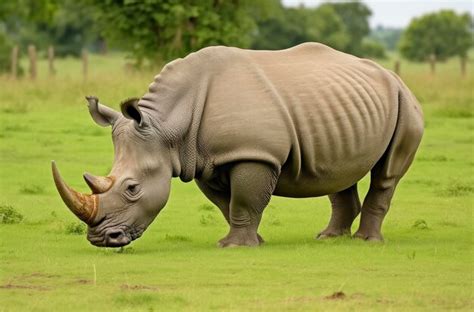 Premium Photo | White Rhino grazing