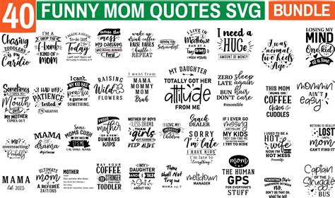 Funny sarcastic Mom svg bundle. Quotes and Sayings Hand Drawn Hand Lettering Typography Vector ...