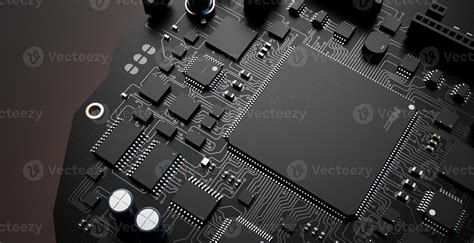 the variety of different types of chips and electronic components on the printed circuit board ...