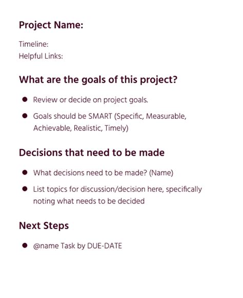 Project Kick-Off Meeting Agenda Template