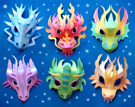 Printable Dragon mask templates. DIY mask outfits • Happythought