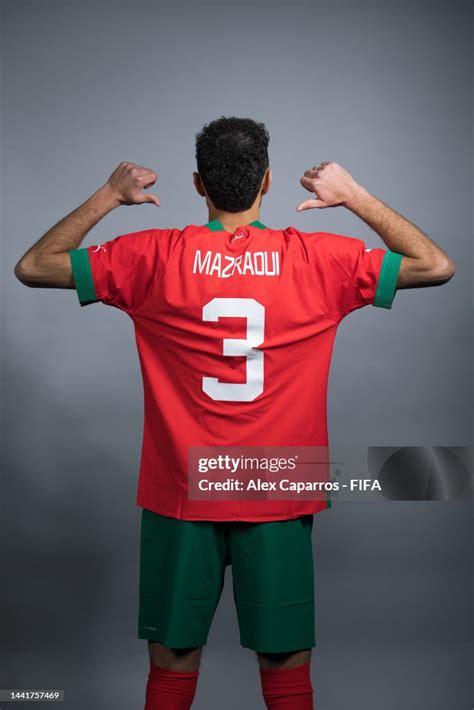 Noussair Mazraoui of Morocco poses during the official FIFA World Cup... News Photo - Getty Images