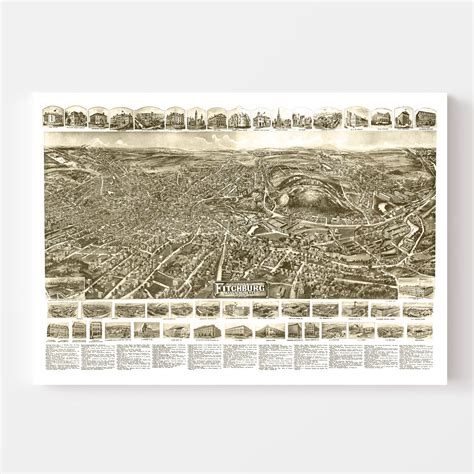 Vintage Map of Fitchburg, Massachusetts 1915 by Ted's Vintage Art