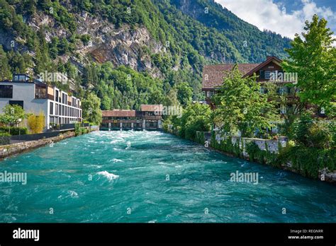 View from Interlaken, Switzerland Stock Photo - Alamy