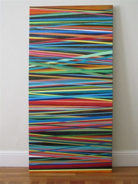 Striped Painting: Abstract Artwork with Multicolored Lines