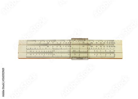 "Slide rule, mechanical calculator , isolated on white background. Old Soviet-made pocket ...