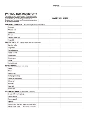 Boy Scout Quartermaster Inventory Checklist: Complete with ease | airSlate SignNow